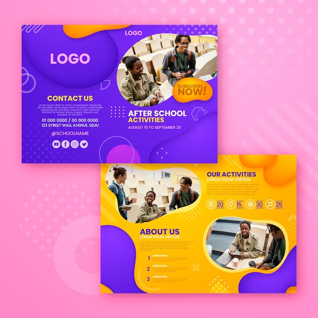 Gradient after school activities brochure template