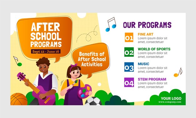 gradient after school activities facebook template