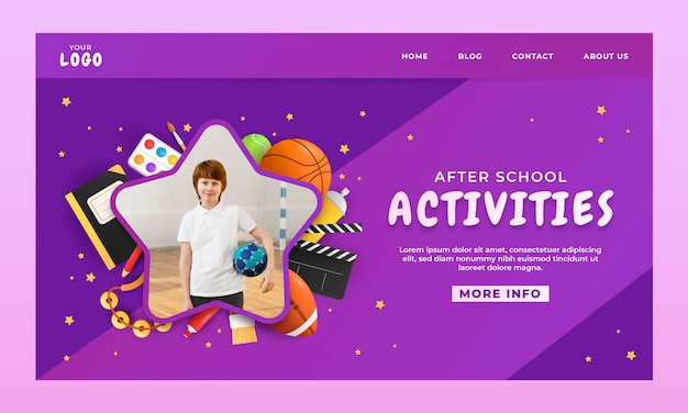 Gradient after school activities landing page