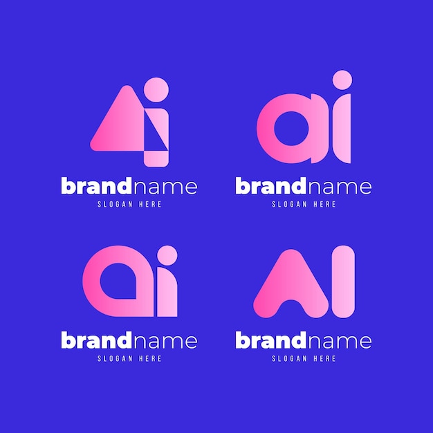 Gradient ai logo template collection