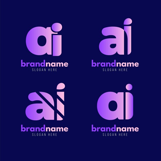 Gradient ai logo template collection