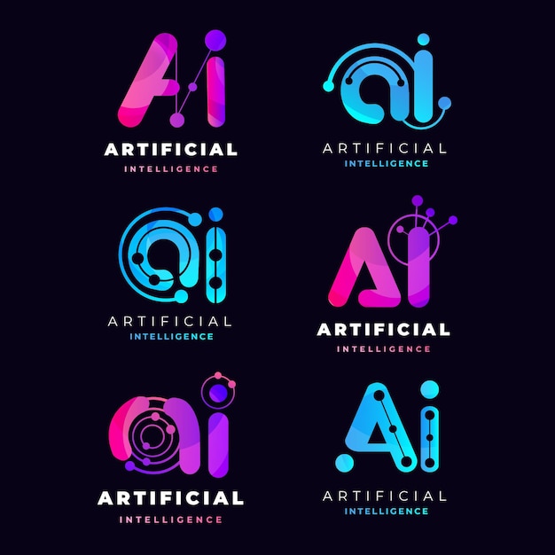 Gradient ai logo template collection