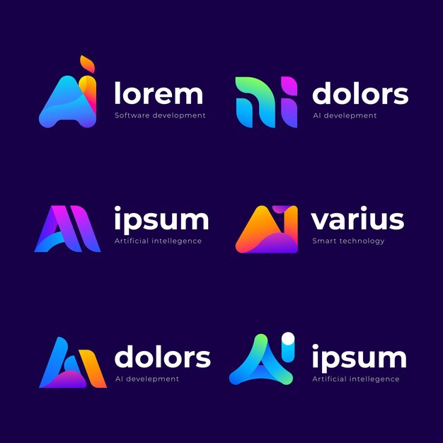 Gradient ai logo template collection