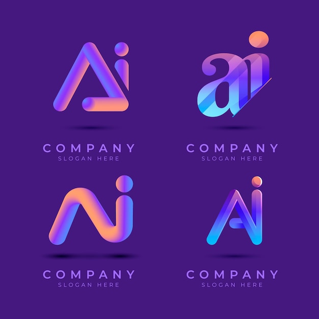 Gradient ai logo template pack