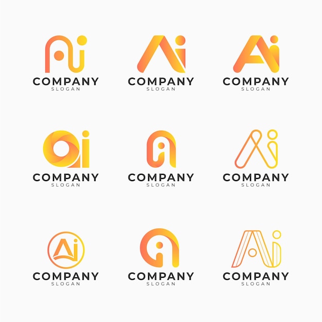 Gradient ai logo template pack