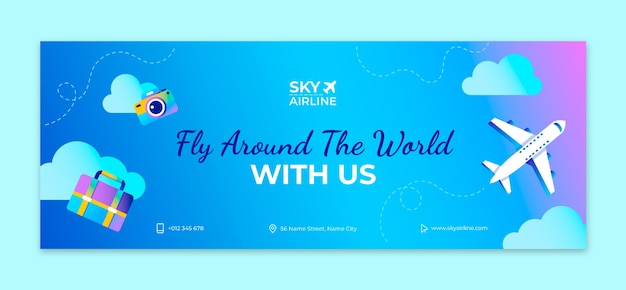 Free vector gradient airline company facebook cover