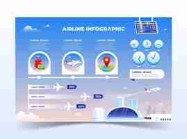 무료 벡터 그라데이션 항공 회사 infographic