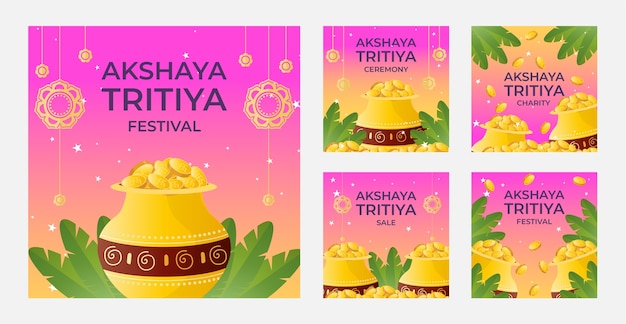 Free vector gradient akshaya tritiya instagram posts collection