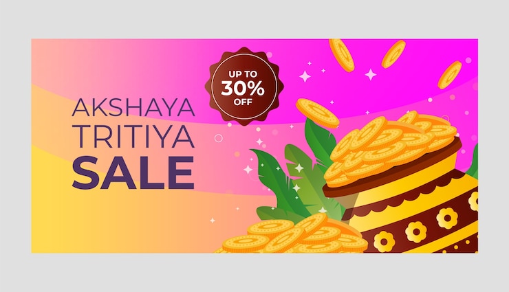 मुफ़्त वेक्टर gradient akshaya tritiya sale horizontal banner template