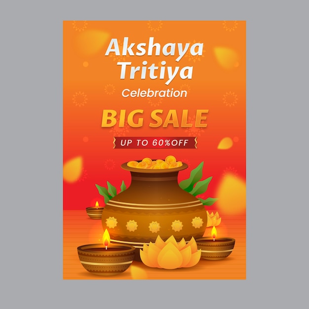 Gradient akshaya tritiya sale vertical poster template