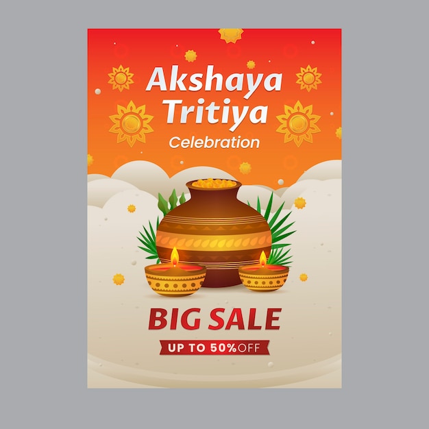 Бесплатное векторное изображение Градиент akshaya tritiya продажа вертикальный шаблон плаката