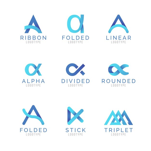 Gradient alpha logo templates set