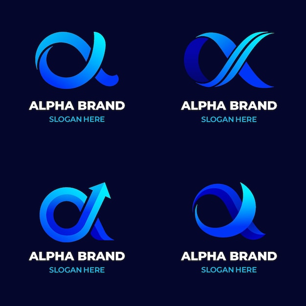 Free vector gradient alpha logos pack