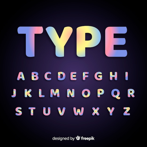 Free vector gradient alphabet template flat design