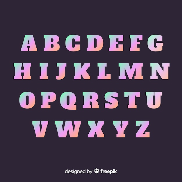 Gradient alphabet template flat design