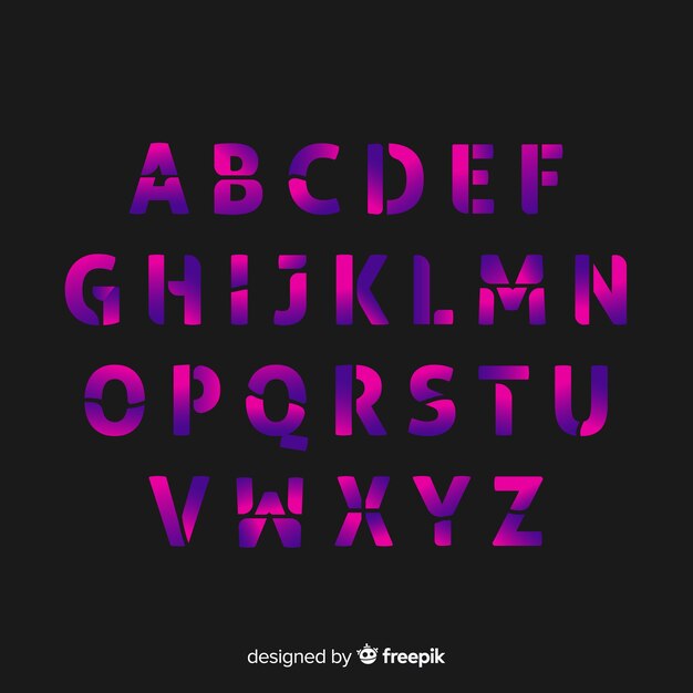 Gradient alphabet template flat design