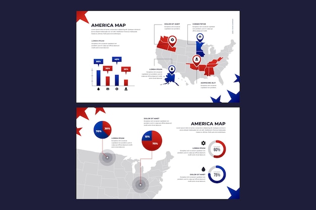 Vettore gratuito gradiente mappa america infografica