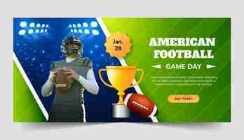 Free vector gradient american football championship horizontal banner template