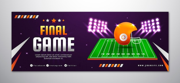 Free vector gradient american football facebook cover