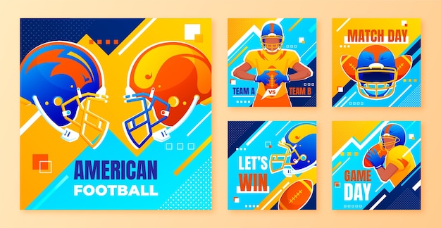 Free vector gradient american football instagram posts