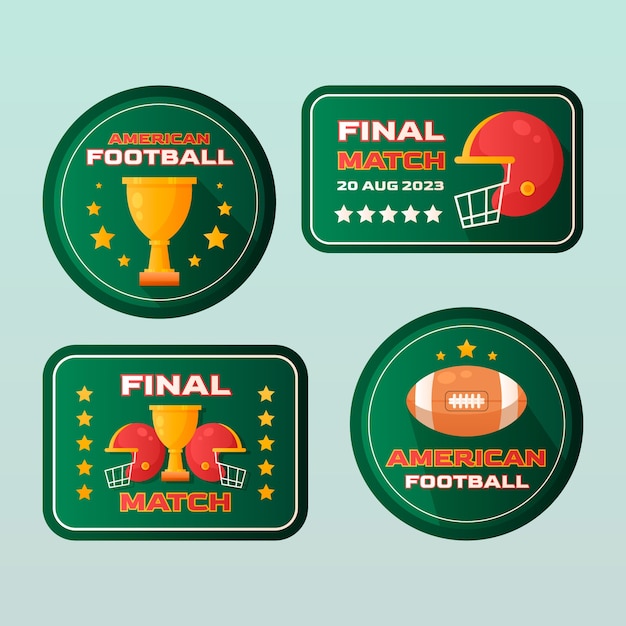 Gradient american football labels set