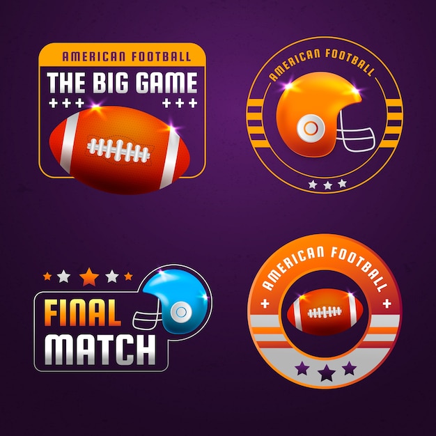 Free vector gradient american football labels template