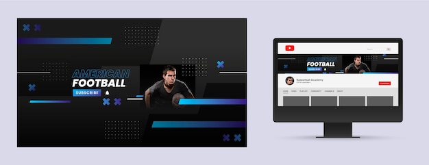 Free vector gradient american football youtube channel art