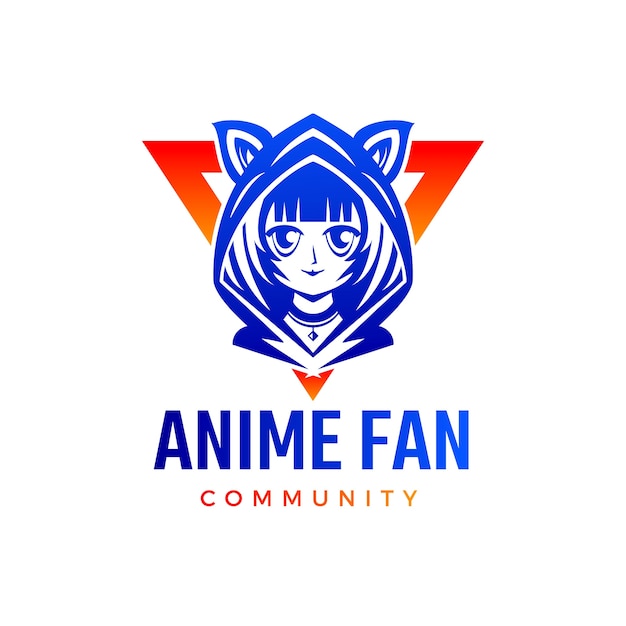 Vettore gratuito progettazione del logo dell'anime gradiente