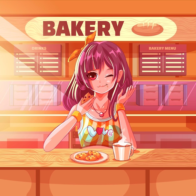 Free vector gradient anime people eating in a restaurant