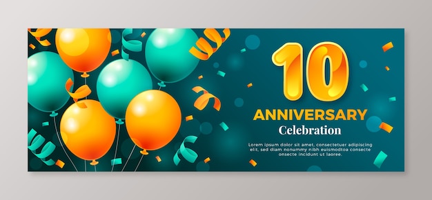 Free vector gradient anniversary  template design