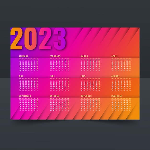 Free vector gradient annual calendar template