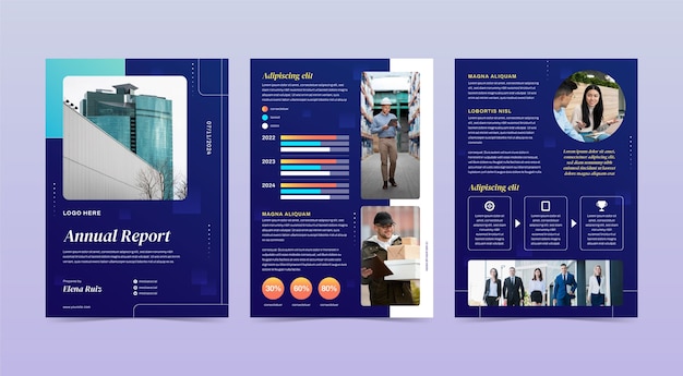 Free vector gradient annual report template