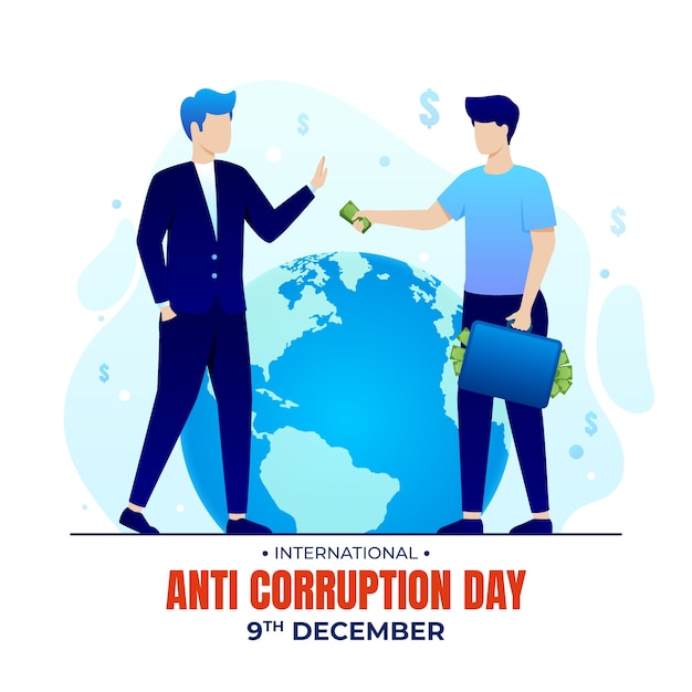 Vettore gratuito illustrazione del giorno anti-corruzione gradiente