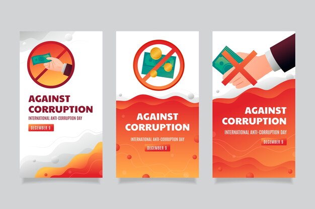 Gradient anti corruption day instagram stories collection