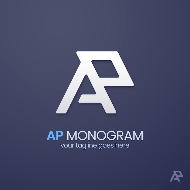 Vettore gratuito modello di logo del monogramma sfumato ap