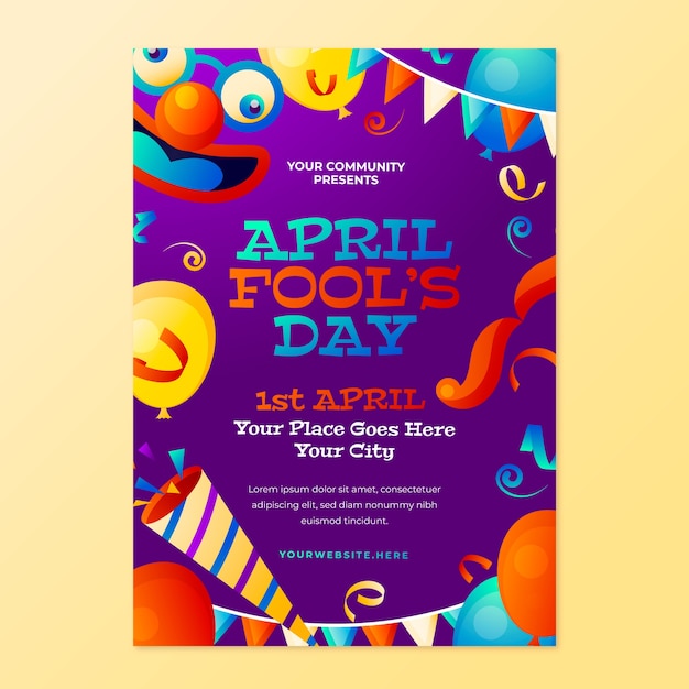 Free vector gradient april fools' day vertical poster template