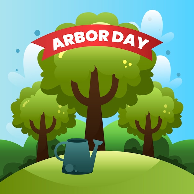 Free vector gradient arbor day illustration