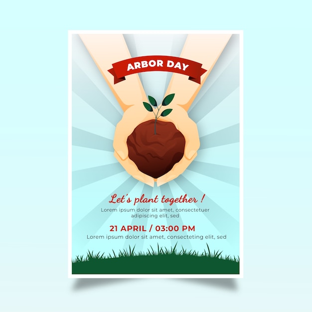 Free vector gradient arbor day vertical poster template