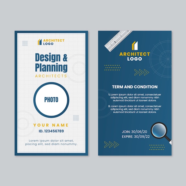 Free vector gradient architect project id card