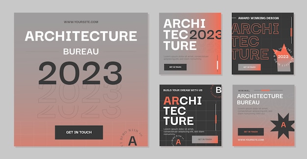 Free vector gradient architecture development instagram post