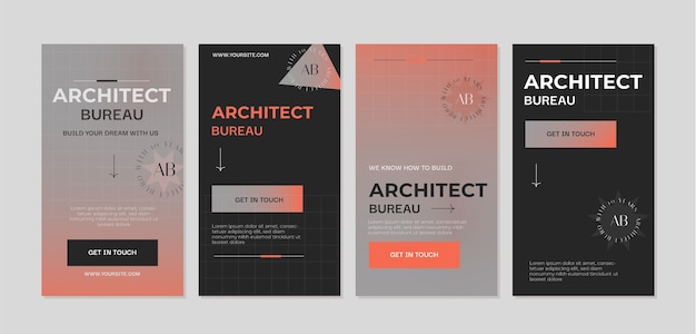 Free vector gradient architecture development instagram stories