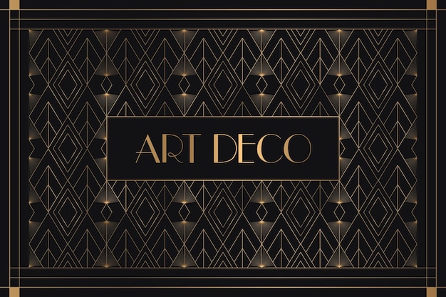 Free vector gradient art deco background with golden details