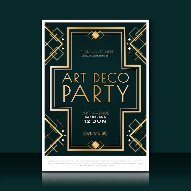 Gradient art deco geometric party poster
