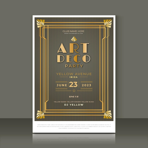 Gradient art deco golden party poster