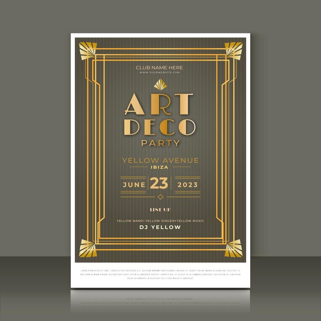 Gradient art deco golden party poster