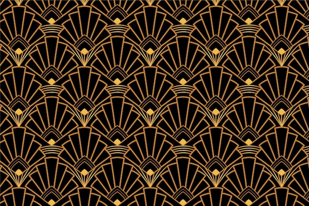 Free vector gradient art deco golden pattern