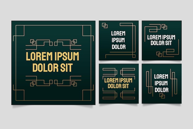 Gradient art deco instagram post collection