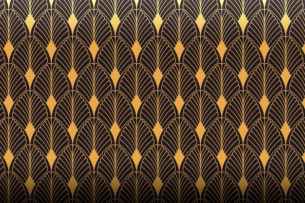 グラデーションアールデコの葉のパターン