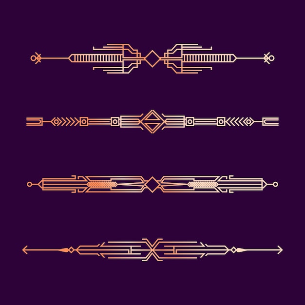 Free vector gradient art deco ornament set design