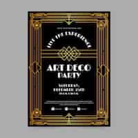 Vettore gratuito poster per feste in stile art deco sfumato